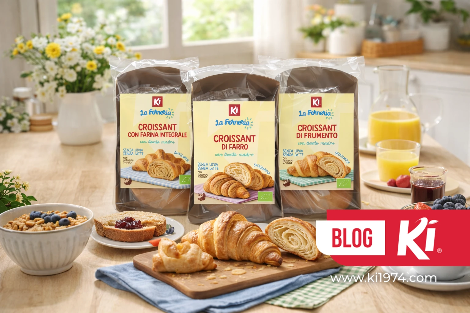 Croissant Ki su una tavola da colazione